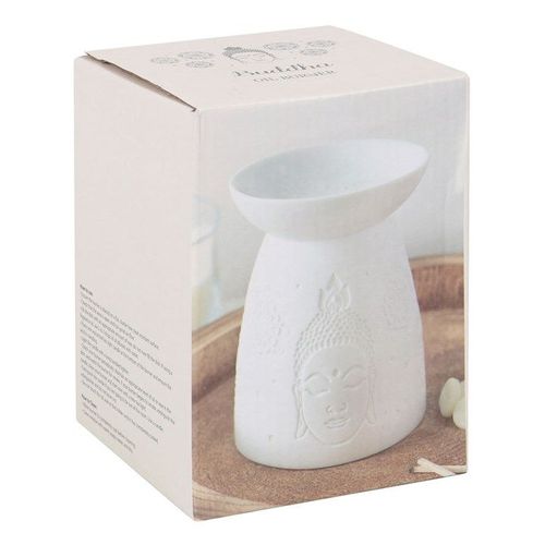 White Ceramic Buddha Face Oil Burner and Wax Warmer