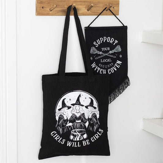 Girls Will Be Girls Witchy Polycotton Tote Bag
