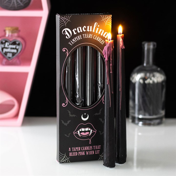 Set of 4 Pink Vampire Tears Taper Candles