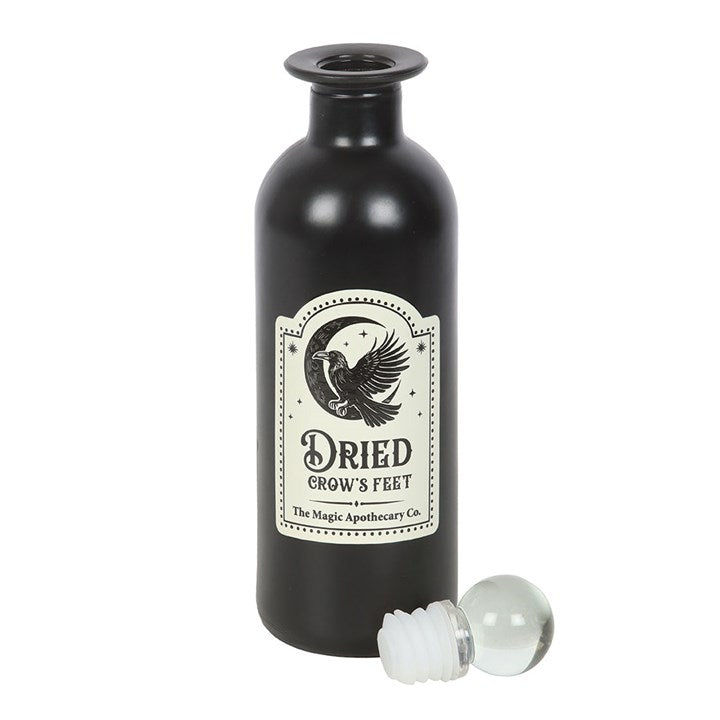 Dried Crow's Feet Decorative Glass Potion Bottle