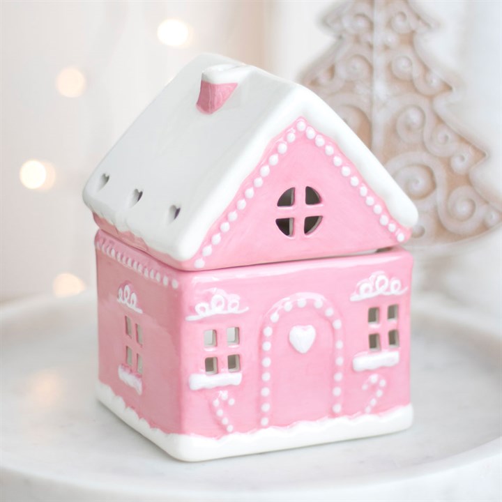 Pink Gingerbread House Ceramic Oil Burner