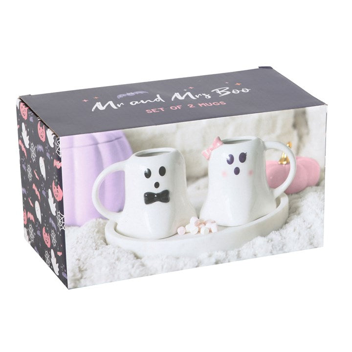 Mr. & Mrs. Boo Ghost Shaped Mug Set