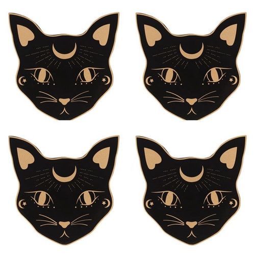 Mystic Mog Cat Face Coaster Set