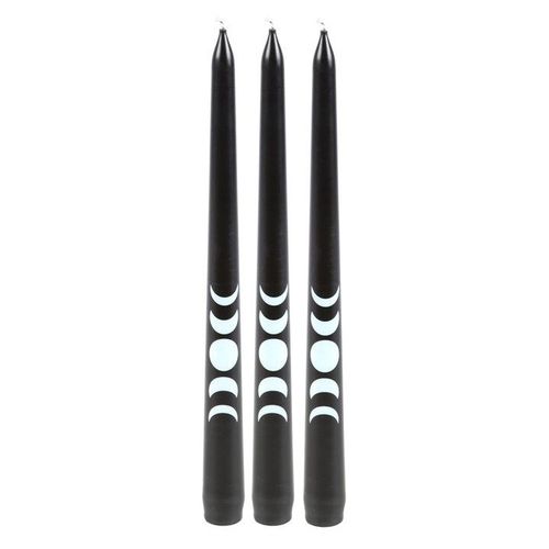Set of 3 Black Magic Moon Phase Taper Candles