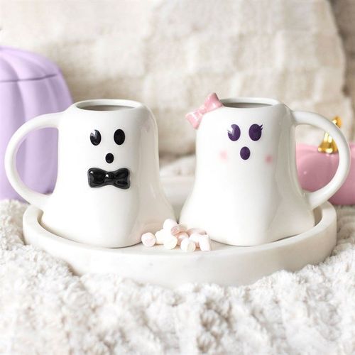 Mr. & Mrs. Boo Ghost Shaped Mug Set